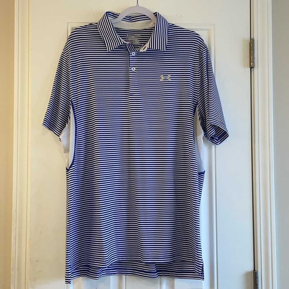 Mens Like New Under Armour Striped Polo Sz XL